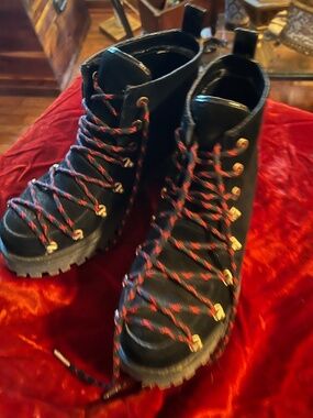 Circus By Sam Edelman Suede Black Combat Boots--Size 9